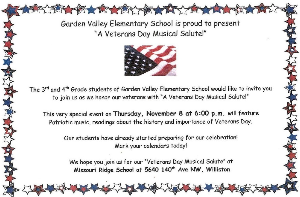 3rd & 4th Grade "A Veterans Day Musical Salute!"